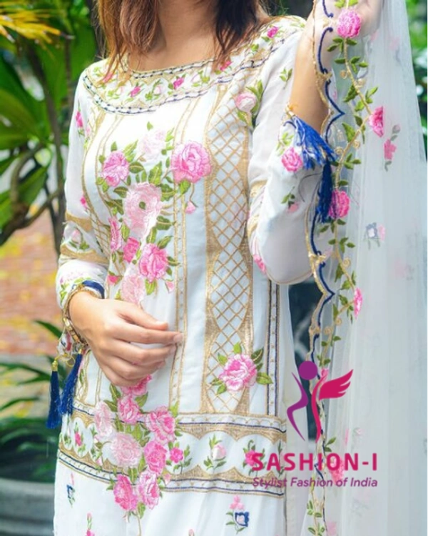Off White Colour Salwar Kameez With Top bottom Dupatta Heavy Work